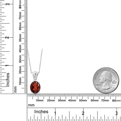 3.69カラット 天然 ガーネット ネックレス シンセティック ホワイトサファイア シルバー925 1月 誕生石