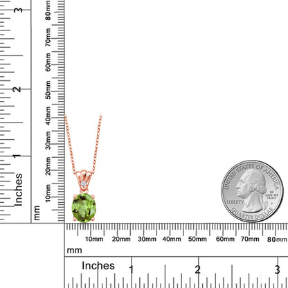 3.04カラット 天然石 ペリドット ネックレス ラボグロウンダイヤモンド シルバー925 18金 ピンクゴールド 加工 8月 誕生石