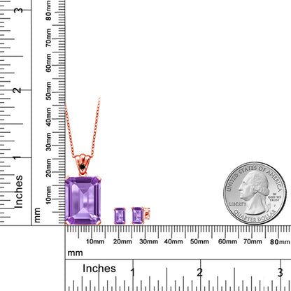16.07カラット  天然 アメジスト ネックレス ピアス セット   シルバー925 18金 ピンクゴールド 加工  2月 誕生石