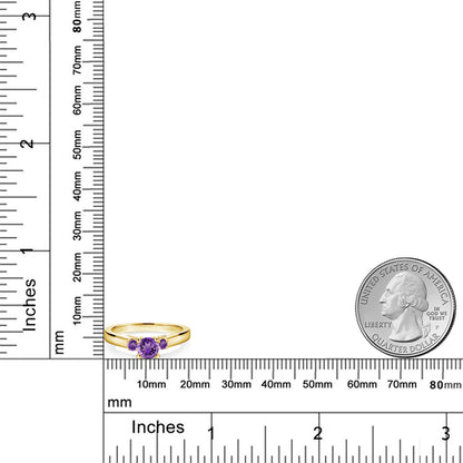 0.6カラット  天然 アメジスト リング 指輪   シルバー925 18金 イエローゴールド 加工  2月 誕生石