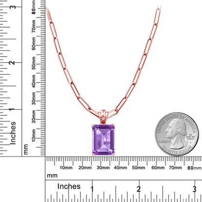 15.03カラット  天然 アメジスト ネックレス 天然 トパーズ シルバー925 ピンクゴールド 加工 2月 誕生石