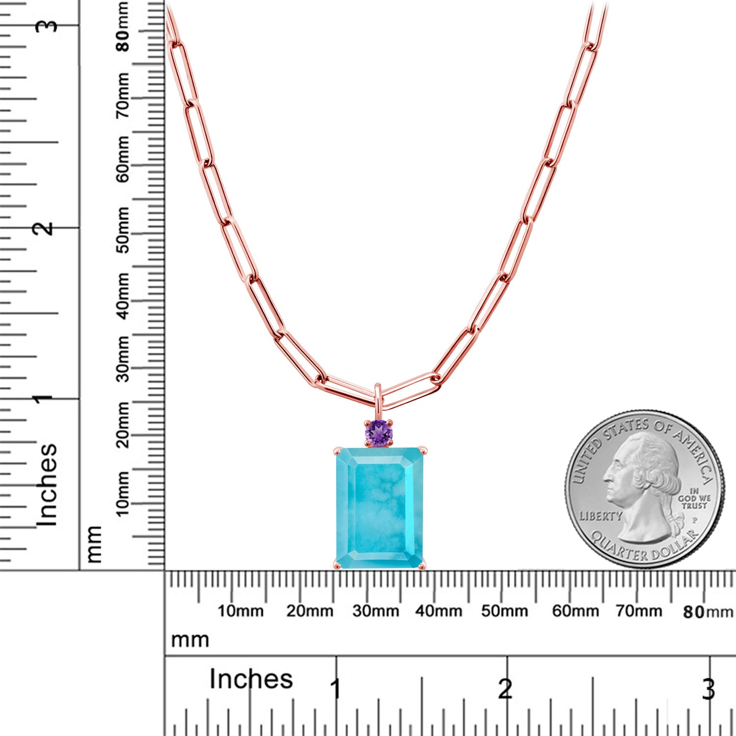 11.25カラット  天然石 ターコイズ ネックレス  天然 アメジスト シルバー925 18金 ピンクゴールド 加工  12月 誕生石