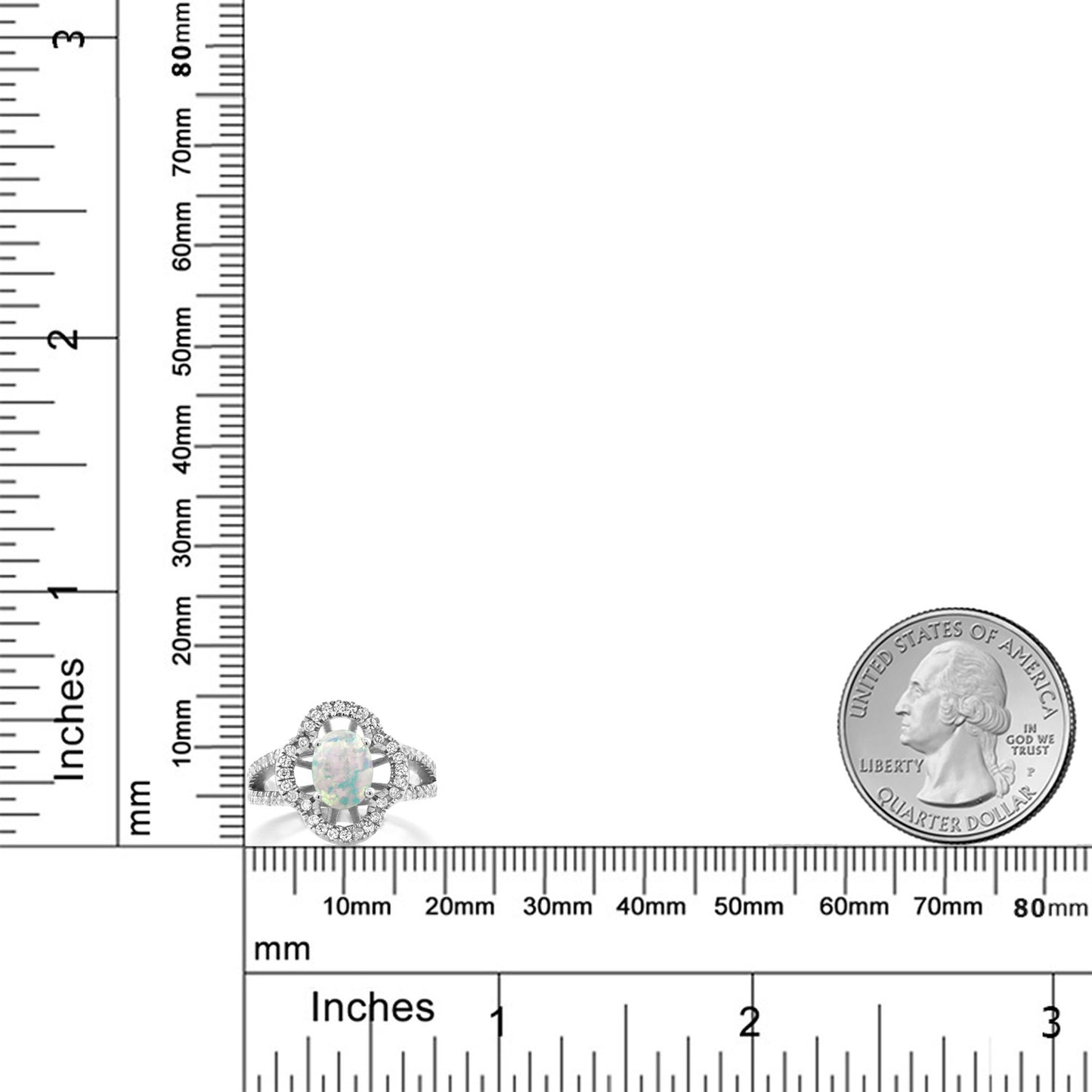 1.37カラット  シミュレイテッド ホワイトオパール リング 指輪   シルバー925  10月 誕生石