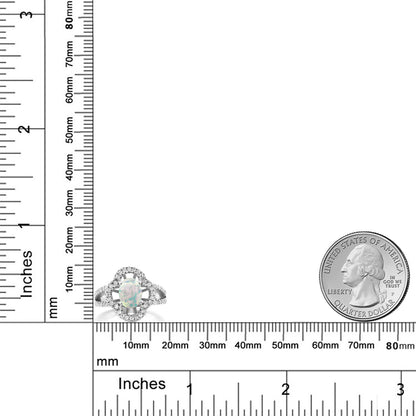 1.37カラット  シミュレイテッド ホワイトオパール リング 指輪   シルバー925  10月 誕生石