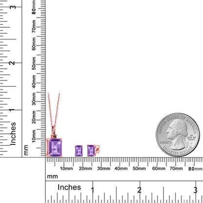 4.57カラット  天然 アメジスト ネックレス ピアス セット   シルバー925 18金 ピンクゴールド 加工  2月 誕生石