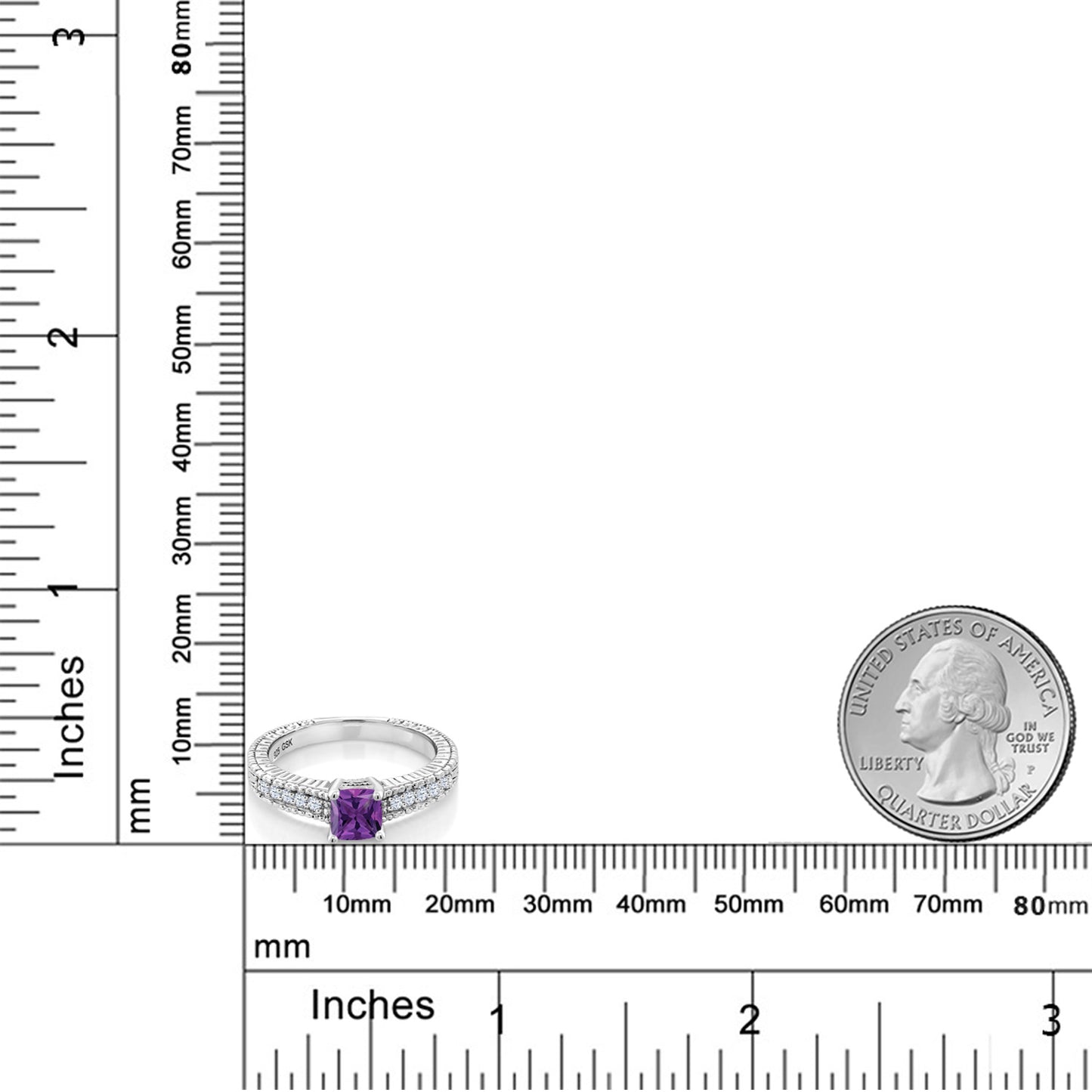 0.8カラット  天然 アメジスト リング 指輪  シンセティック ホワイトサファイア シルバー925  2月 誕生石