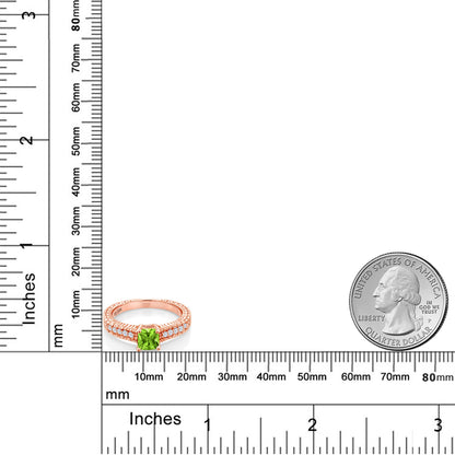 0.88カラット 天然石 ペリドット リング 指輪 シンセティック ホワイトサファイア シルバー925 18金 ピンクゴールド 加工 8月 誕生石