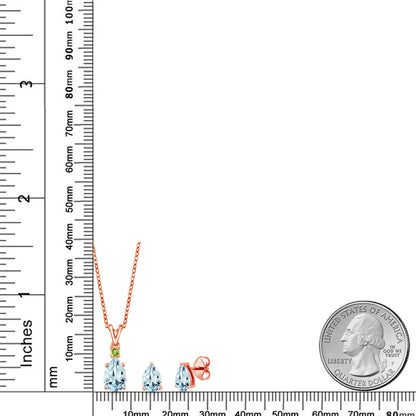2.52カラット  天然 アクアマリン ネックレス ピアス セット   シルバー925 18金 ピンクゴールド 加工  3月 誕生石