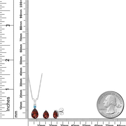 3.04カラット 天然 ガーネット ネックレス ピアス セット シルバー925 1月 誕生石