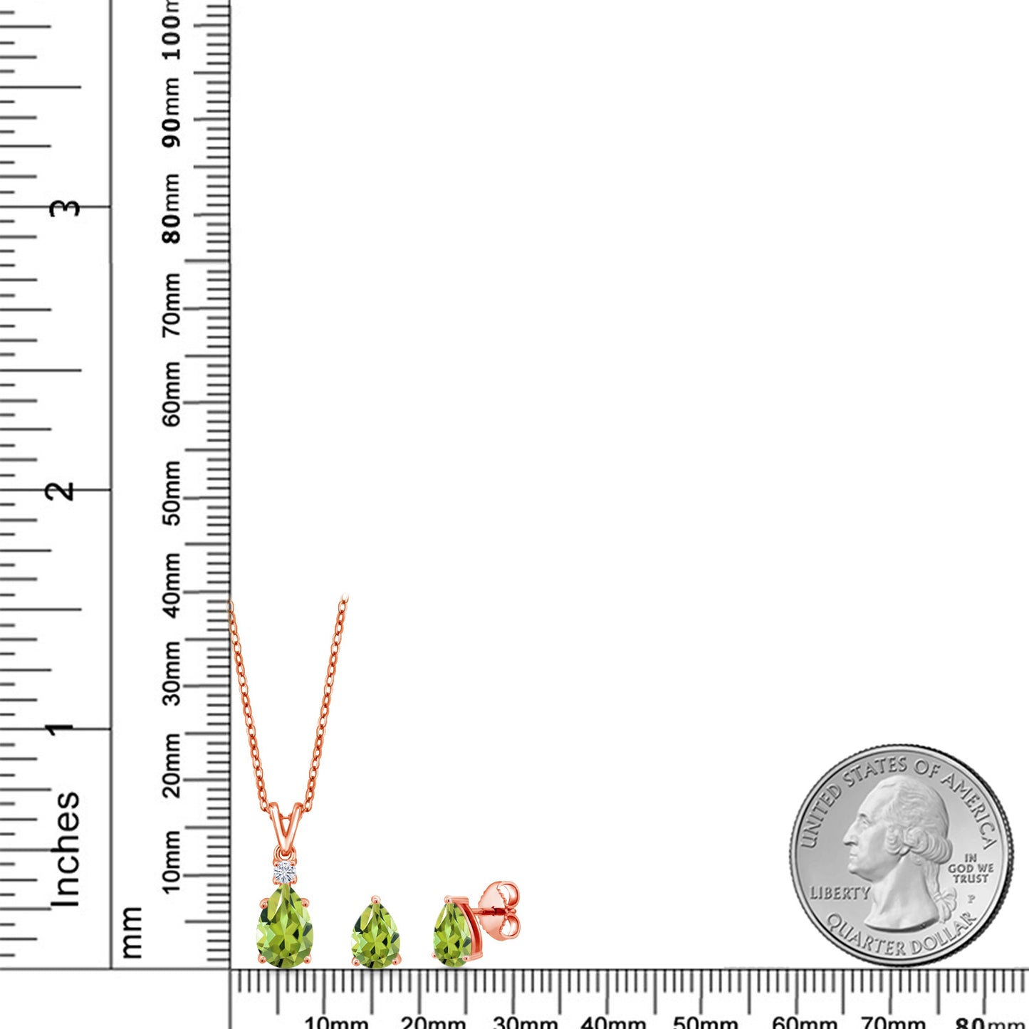 2.73カラット  天然石 ペリドット ネックレス ピアス セット   シルバー925 18金 ピンクゴールド 加工  8月 誕生石