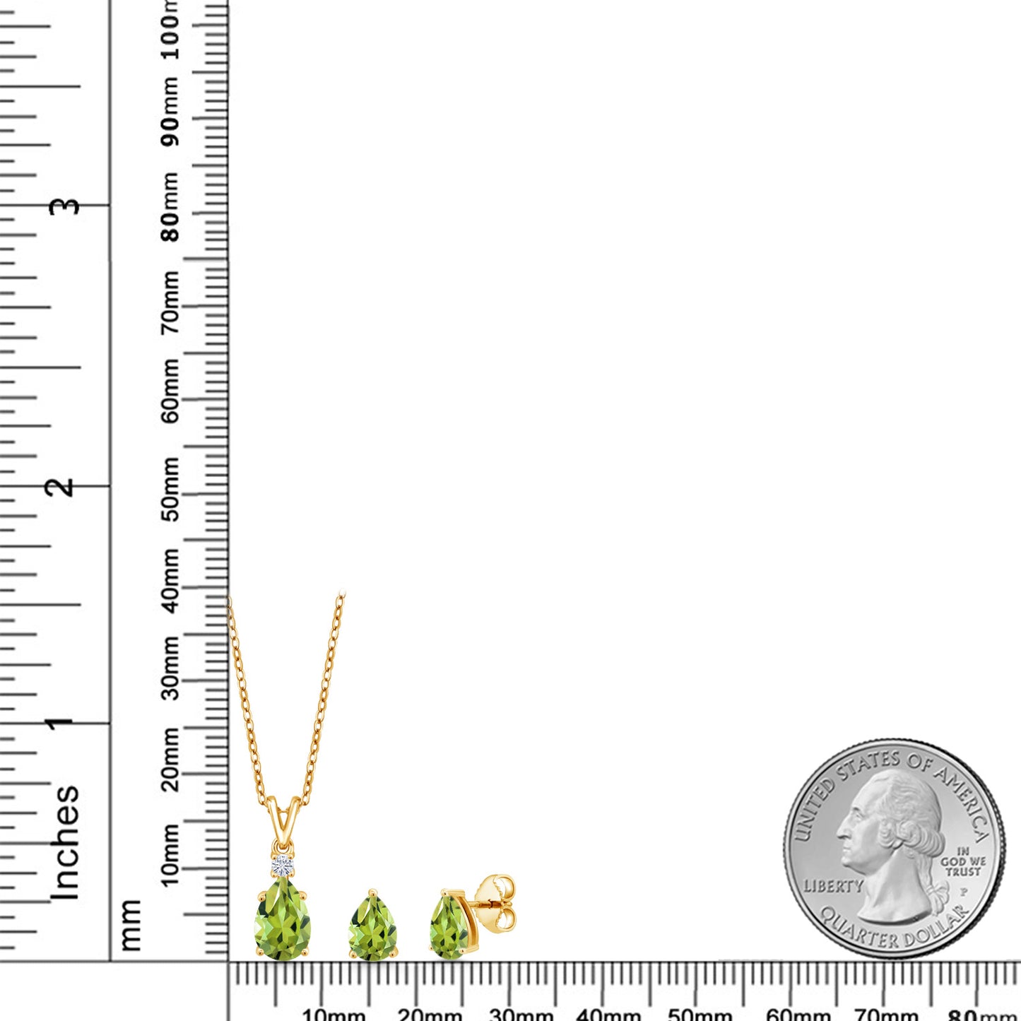 2.73カラット 天然石 ペリドット ネックレス ピアス セット シルバー925 18金 イエローゴールド 加工 8月 誕生石