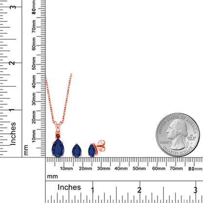 4.01カラット  天然 サファイア ネックレス ピアス セット   シルバー925 18金 ピンクゴールド 加工  9月 誕生石