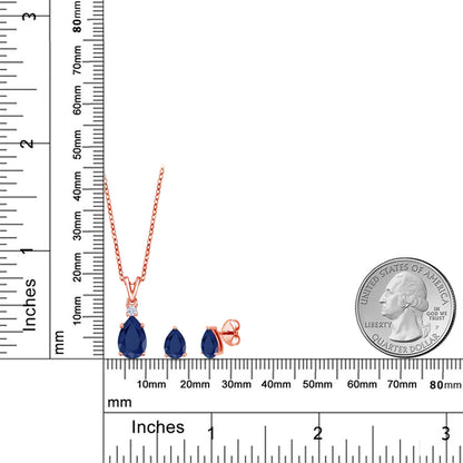 3.99カラット  天然 サファイア ネックレス ピアス セット   シルバー925 18金 ピンクゴールド 加工  9月 誕生石