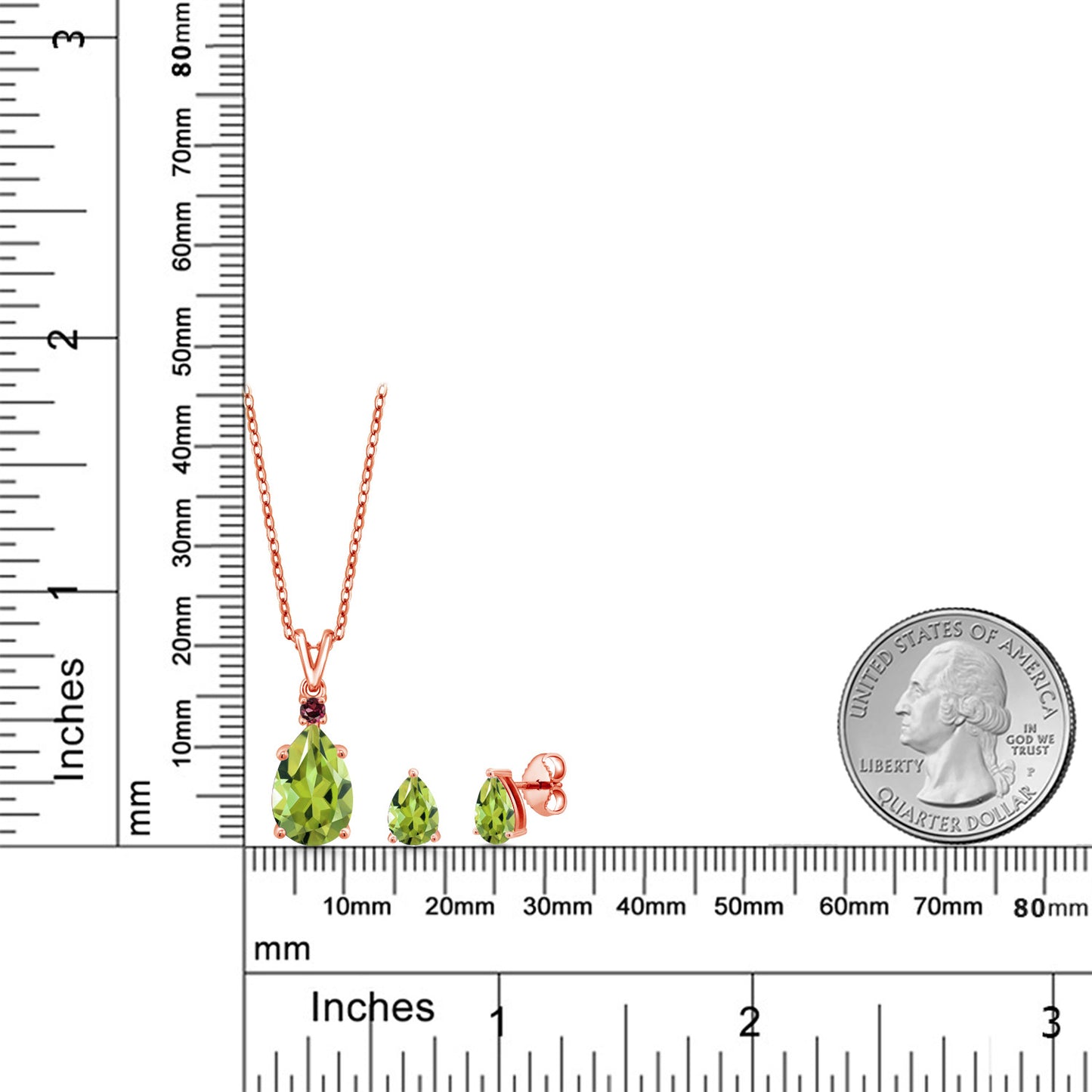 4.44カラット  天然石 ペリドット ネックレス ピアス セット   シルバー925 18金 ピンクゴールド 加工  8月 誕生石