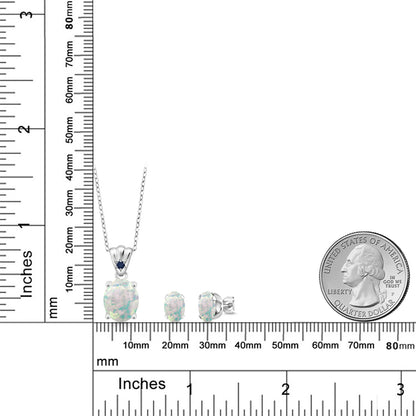 4.04カラット シミュレイテッド ホワイトオパール ネックレス ピアス セット シルバー925 10月 誕生石