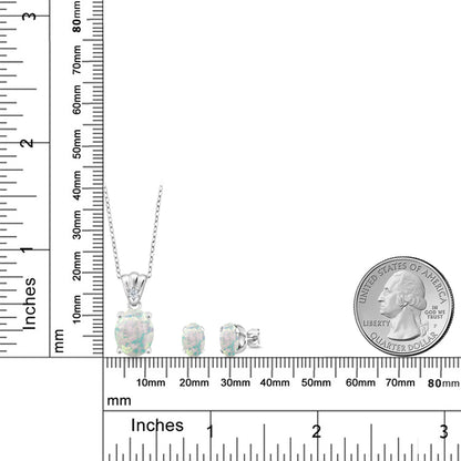 4.04カラット シミュレイテッド ホワイトオパール ネックレス ピアス セット シルバー925 10月 誕生石
