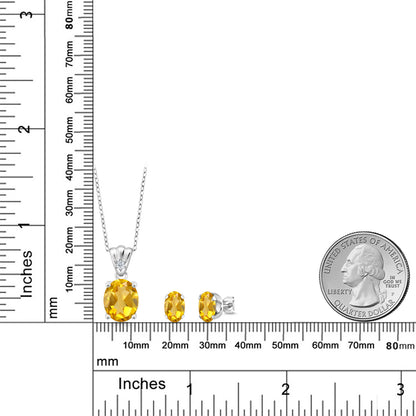 5.84カラット 天然 シトリン ネックレス ピアス セット シルバー925 11月 誕生石
