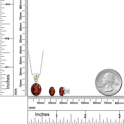 6.68カラット 天然 ガーネット ネックレス ピアス セット シルバー925 1月 誕生石