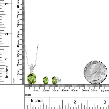 5.87カラット 天然石 ペリドット ネックレス ピアス セット シルバー925 8月 誕生石
