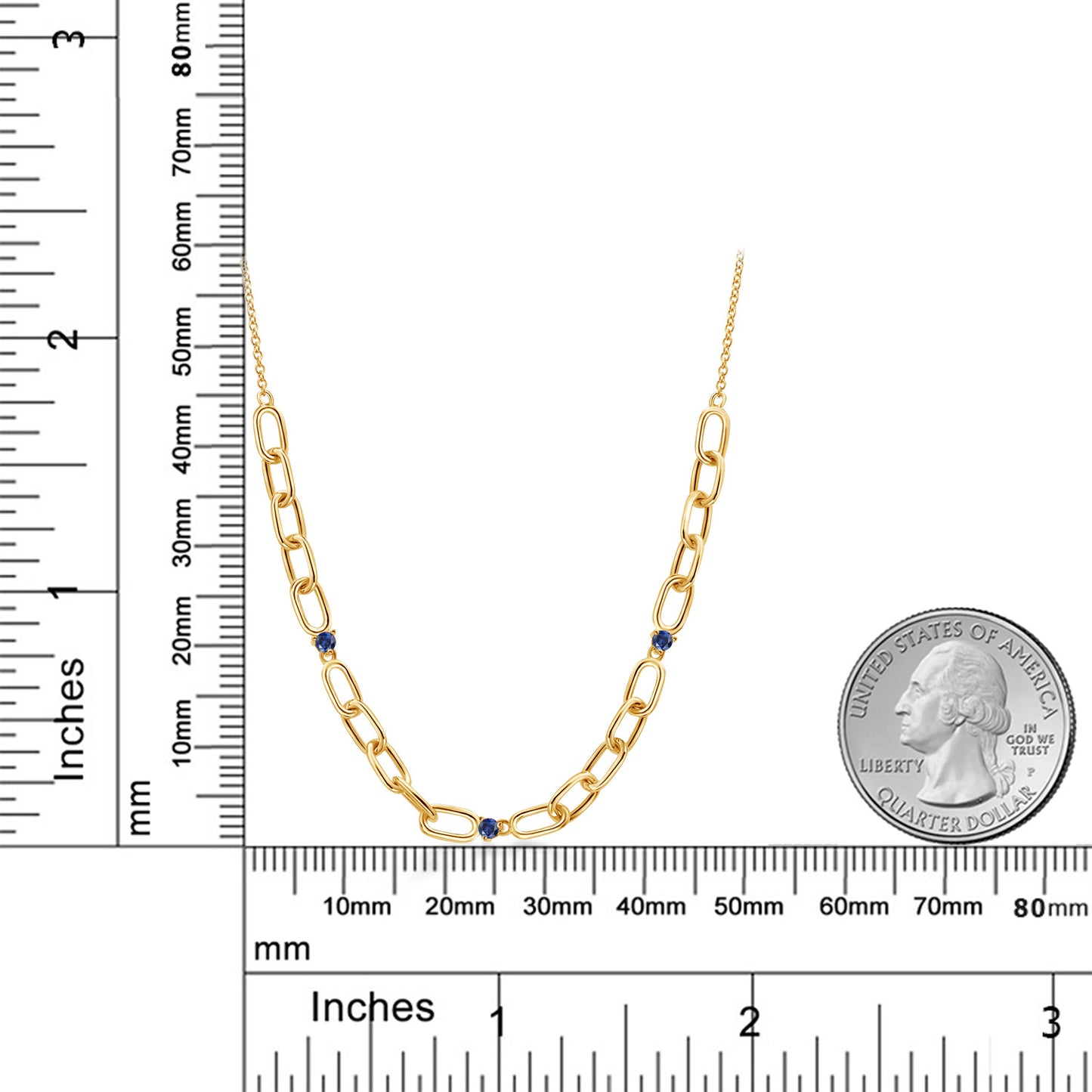 0.15カラット  シンセティック サファイア ネックレス   シルバー925 18金 イエローゴールド 加工  9月 誕生石