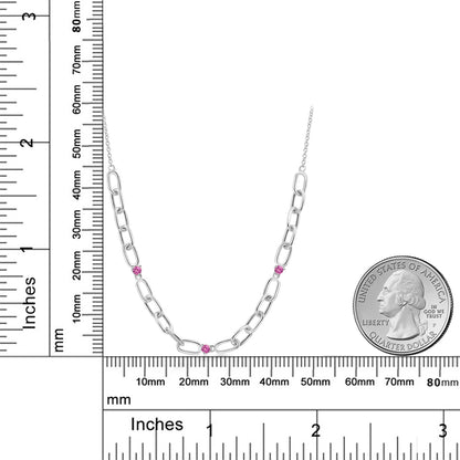 0.15カラット  シンセティック ピンクサファイア ネックレス   シルバー925  9月 誕生石