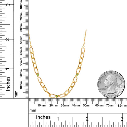 0.21カラット  天然石 ペリドット ネックレス   シルバー925 18金 イエローゴールド 加工  8月 誕生石