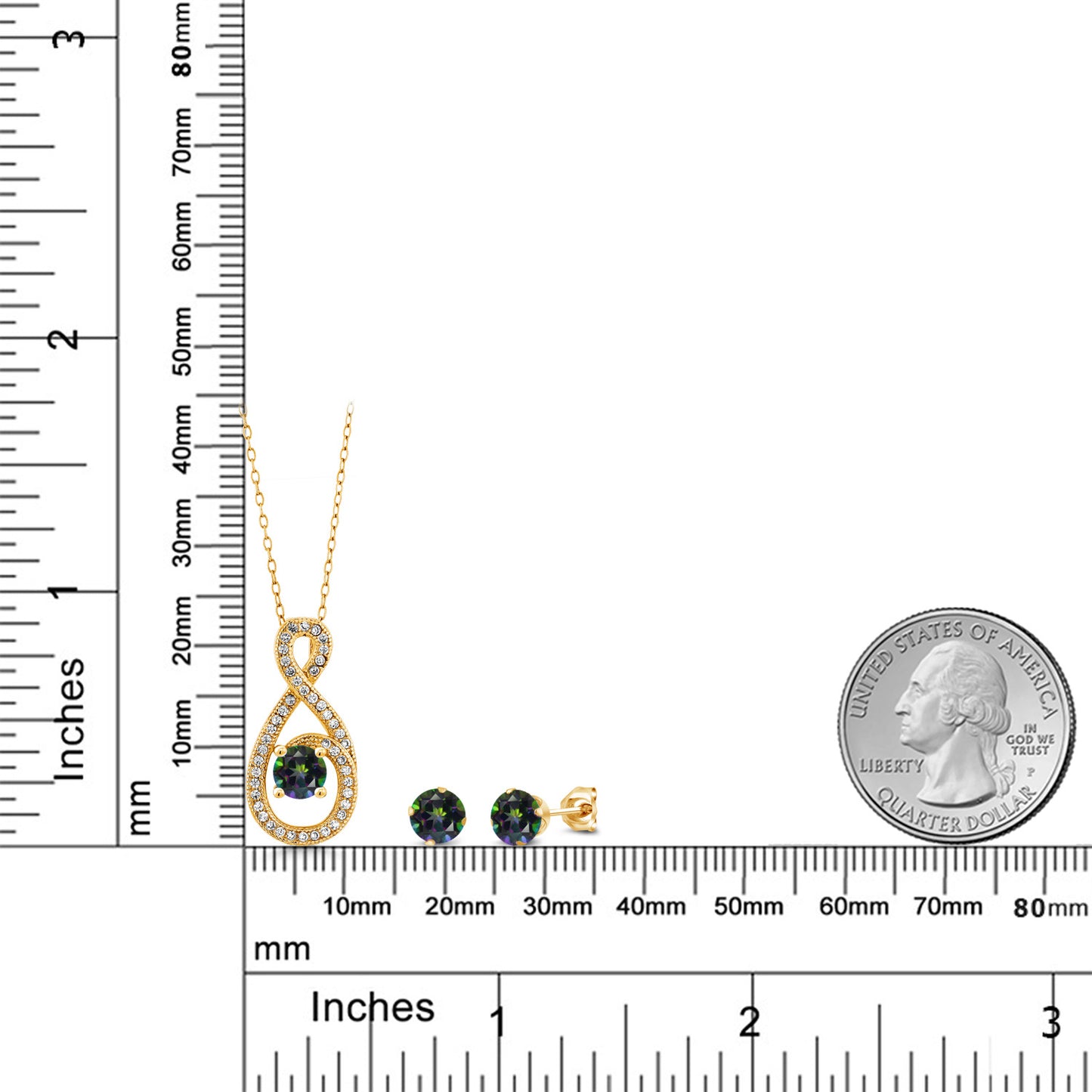 2.25カラット  天然石 ミスティックトパーズ  ネックレス ピアス セット   シルバー925 18金 イエローゴールド 加工  11月 誕生石