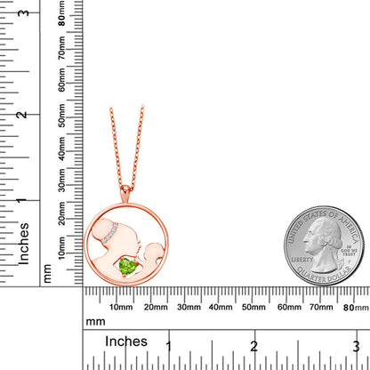 0.55カラット  天然石 ペリドット ネックレス  ラボグロウンダイヤモンド シルバー925 18金 ピンクゴールド 加工  8月 誕生石