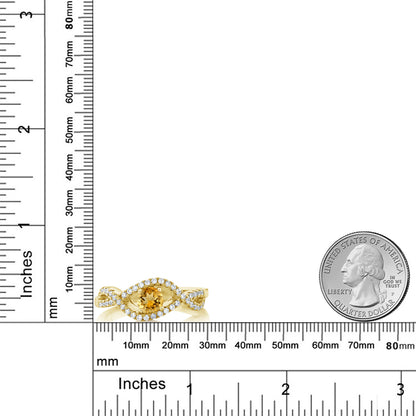 0.86カラット 天然 シトリン リング 指輪 シルバー925 18金 イエローゴールド 加工 11月 誕生石