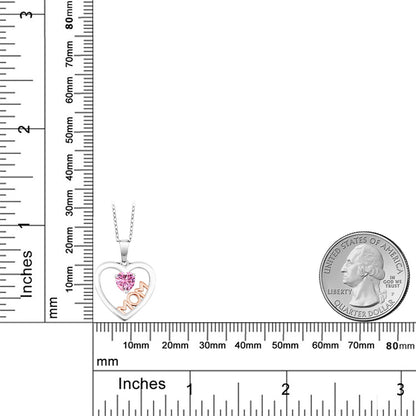 0.25カラット ピンク モアサナイト オープンハート ネックレス シルバー925