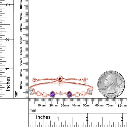 2.02カラット 天然 アメジスト ブレスレット モアサナイト シルバー925 18金 ピンクゴールド 加工 2月 誕生石