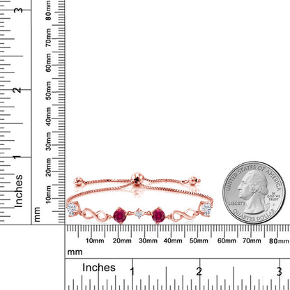 3.07カラット  シンセティック ルビー ブレスレット  モアサナイト シルバー925 18金 ピンクゴールド 加工  7月 誕生石