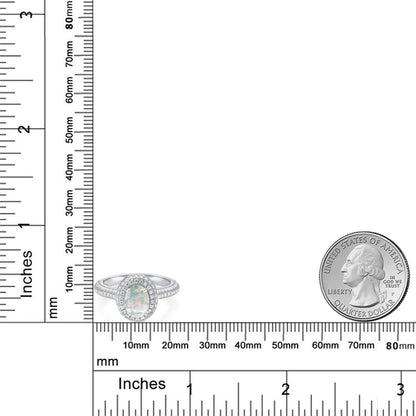 1.64カラット  シミュレイテッド ホワイトオパール リング 指輪  モアサナイト シルバー925  10月 誕生石