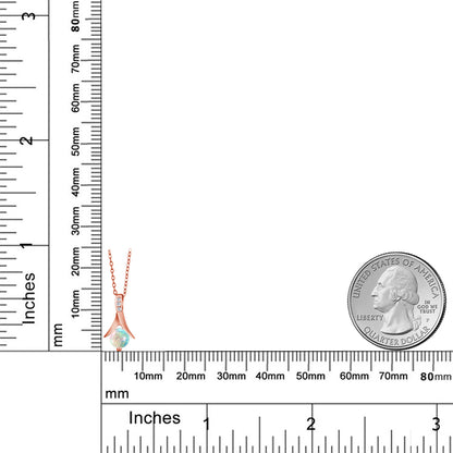 1.06カラット シミュレイテッド ホワイトオパール ネックレス 天然 トパーズ シルバー925 18金 ピンクゴールド 加工 10月 誕生石