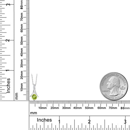 1.05カラット 天然石 ペリドット ネックレス ラボグロウンダイヤモンド シルバー925 8月 誕生石