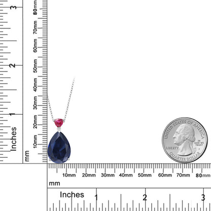 13.06カラット シンセティック サファイア ネックレス シンセティック ルビー シルバー925 9月 誕生石
