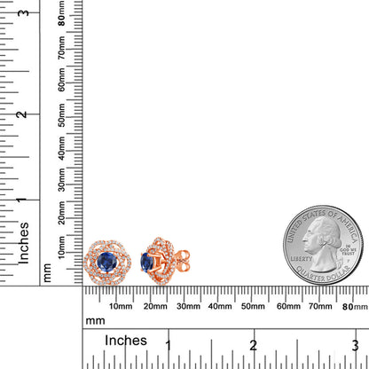 2.72カラット シンセティック サファイア ピアス モアサナイト シルバー925 18金 ピンクゴールド 加工 9月 誕生石