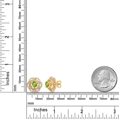 2.72カラット 天然石 ペリドット ピアス モアサナイト シルバー925 18金 イエローゴールド 加工 8月 誕生石