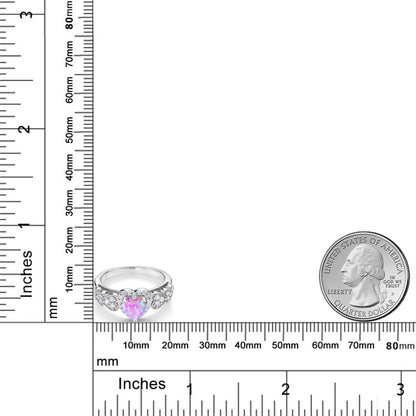 0.93カラット シミュレイテッド ピンクオパール リング 指輪 モアサナイト シルバー925 10月 誕生石