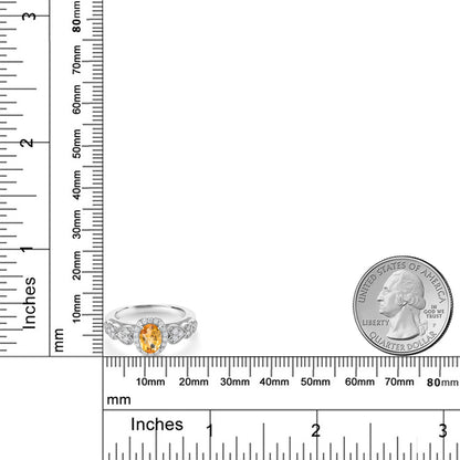 0.91カラット 天然 シトリン リング 指輪 モアサナイト シルバー925 11月 誕生石