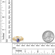 画像をギャラリービューアに読み込む, 0.83カラット  天然 アイオライト リング 指輪  モアサナイト シルバー925 18金 イエローゴールド 加工  3月 誕生石

