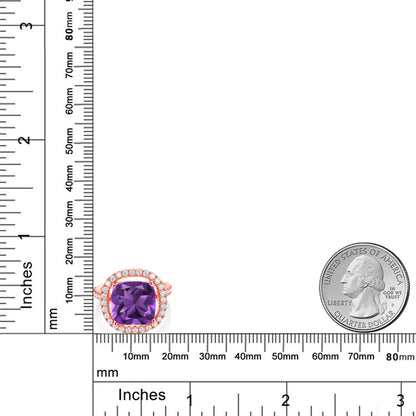 7.28カラット 天然 アメジスト リング 指輪 モアサナイト シルバー925 18金 ピンクゴールド 加工 2月 誕生石