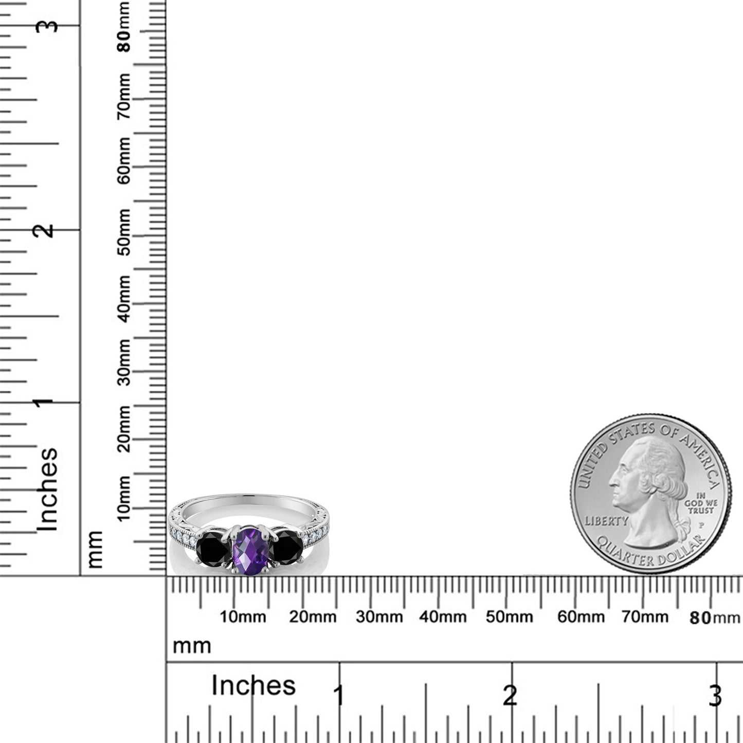 1.97カラット  天然 アメジスト リング 指輪  天然 ブラックダイヤモンド シルバー925  2月 誕生石