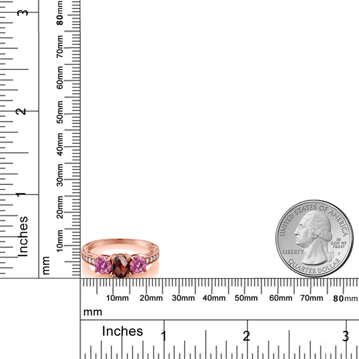 2.12カラット  天然 ガーネット リング 指輪  ピンク モアサナイト シルバー925 18金 ピンクゴールド 加工  1月 誕生石