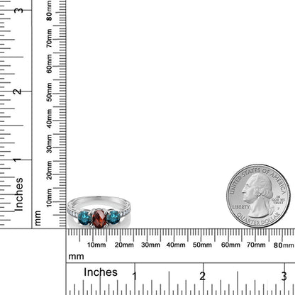 2.22カラット  天然 ガーネット リング 指輪  天然 ブルーダイヤモンド シルバー925  1月 誕生石