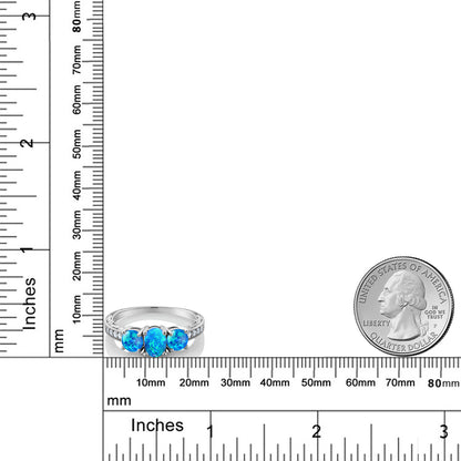 1.75カラット  シミュレイテッド ブルーオパール リング 指輪   シルバー925  10月 誕生石