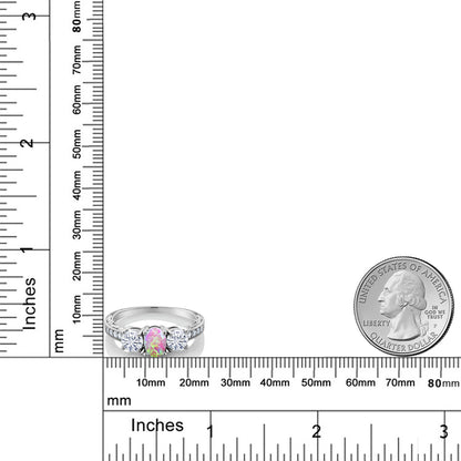 1.75カラット  シミュレイテッド ピンクオパール リング 指輪  モアサナイト シルバー925  10月 誕生石