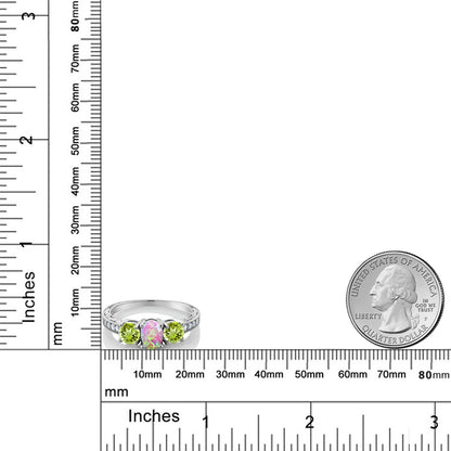 1.85カラット  シミュレイテッド ピンクオパール リング 指輪  天然石 ペリドット シルバー925  10月 誕生石