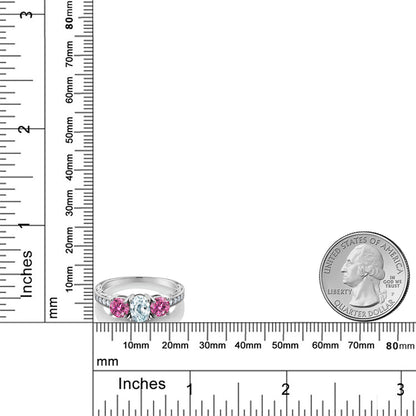 1.87カラット  天然 アクアマリン リング 指輪  ピンク モアサナイト シルバー925  3月 誕生石