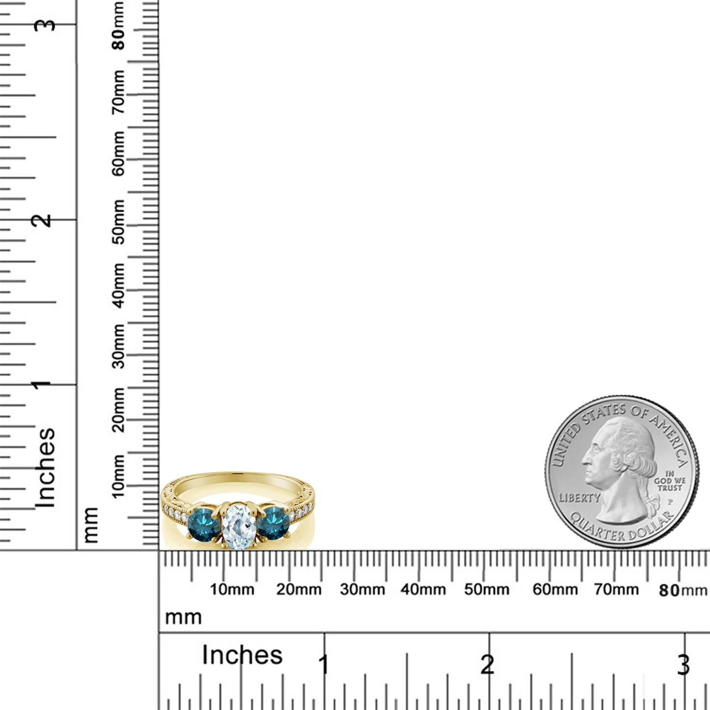 1.97カラット  天然 アクアマリン リング 指輪  天然 ブルーダイヤモンド シルバー925 18金 イエローゴールド 加工  3月 誕生石